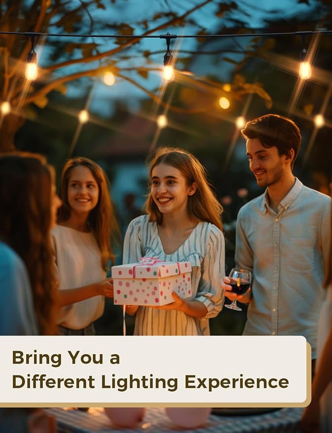 XMCOSY+ Outdoor String Lights, 49FT Smart Dimmable Edison Bulb Patio Lights | Smart App & Voice Control LED String Lights, Custom Schedules, Dimming, Warm White Light for Outside, Yard,Porch, Warerproof