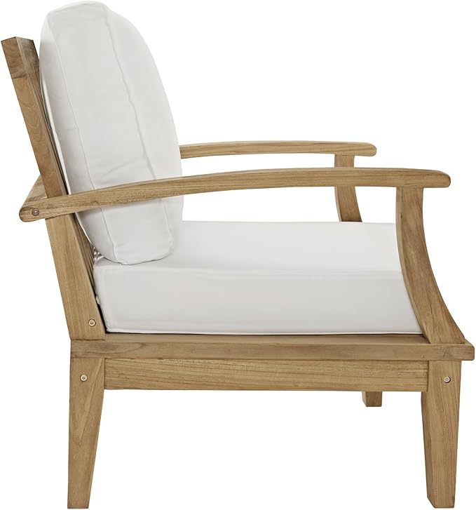 Modway 3-Piece Marina Outdoor Richly Textured Patio Teak Sofa Set, Natural White