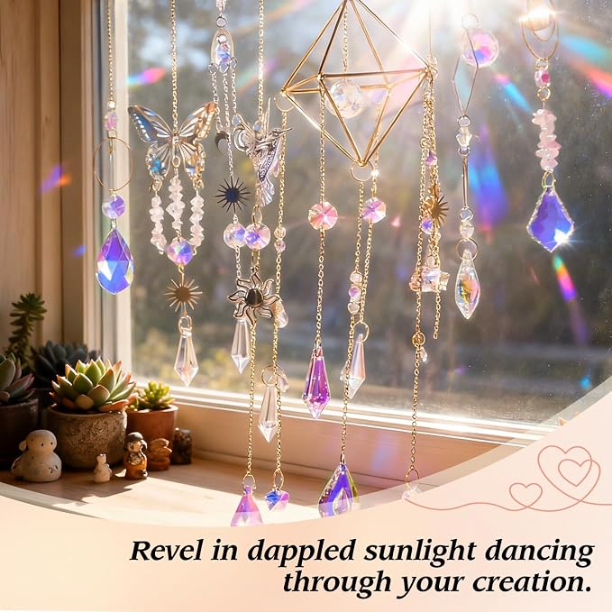 500 Pcs DIY Suncatchers Kits for Adults, Crystal Sun Catchers Rainbow Maker, Art and Crafts for Adults, Hanging Decorative Suncatchers for Windows, Home, Parties and Weddings