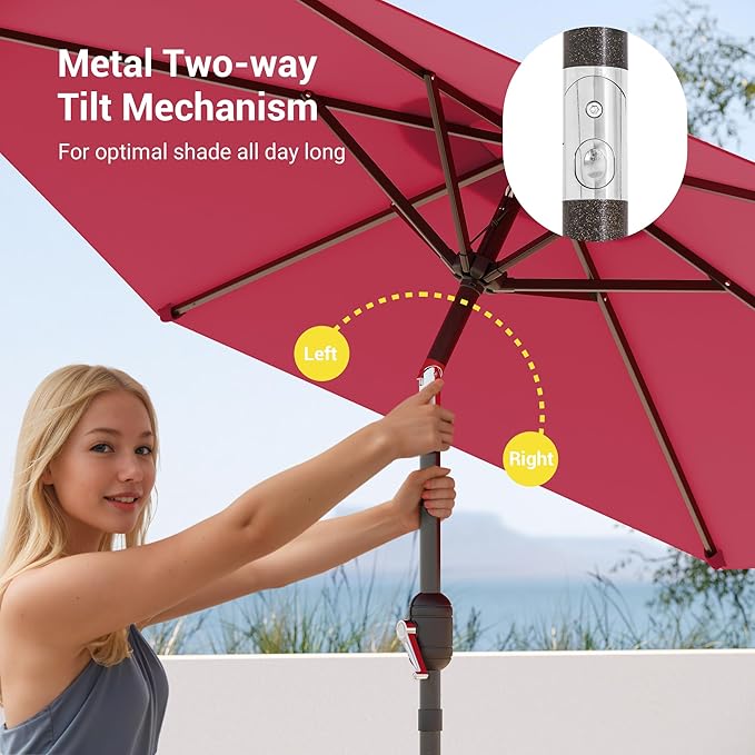 7.5ft Outdoor Umbrella Patio Umbrella,2-Year-Non-Fading,Table Market Patio Umbrella with Push Button Tilt and Crank,for Pool, Deck, Garden,Backyard