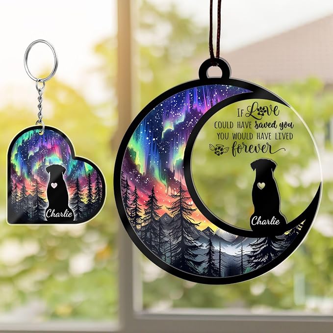 Custom Dog Memorial Suncatcher, Personalized with Name & Dog Breeds, Customized Pet Loss Suncatcher, Gifts for Dog Lovers, Dog Memorial Loss of Pet Sympathy Gift, in Loving Memory for Loss Pet