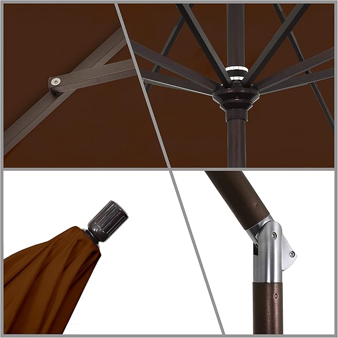 California Umbrella 11' Rd Tahoe Series Aluminum Patio Umbrella, Crank Lift, Collar Tilt, Bronze Finish