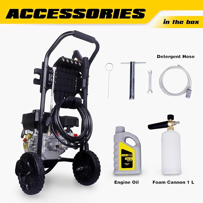Aceup Energy 3400PSI Gas Pressure Washer Gasoline Powered with 212cc 4 Stroke OHV Engine for Cars, Yards, Farms, Gardens, Walls