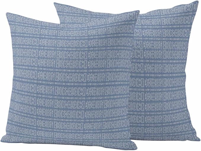 Outdoor Waterproof Throw Pillow Covers Set of 2 Blue Stripes Grain Pillowcases 20x20 Inches Solid Color Decorative Pillows Cushion Case Patio Pillows for Couch Bed Chair Garden