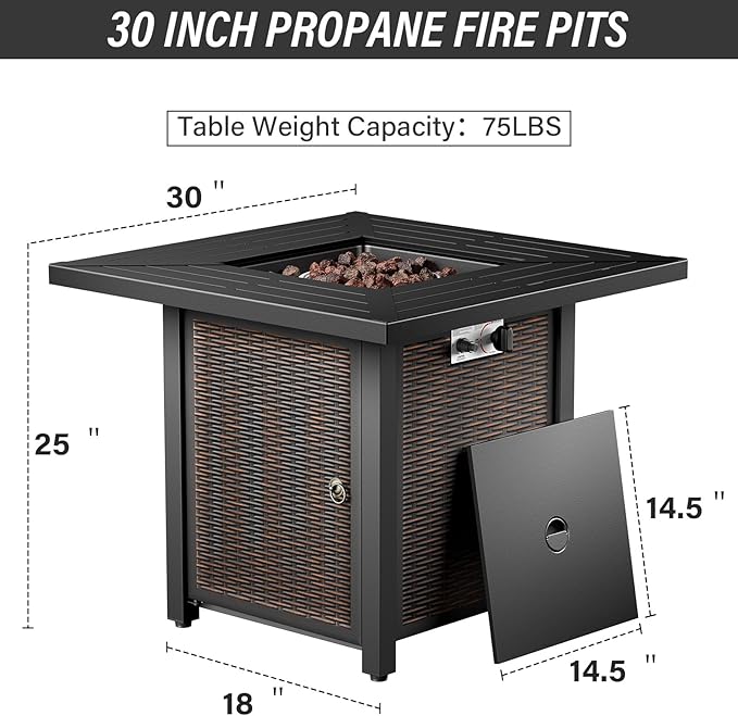 Belord 5 Pieces Patio Furniture Set with 50000 BTU Propane Fire Pit Table, All-Weather Patio Rocking Chairs, Loveseat Glider and Side Table for Outdoor Conversation Deck Poolside Backyard