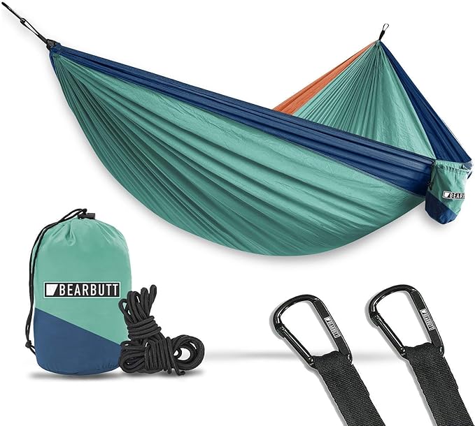 Bear Butt Kodiak Hammock, 550 lbs Capacity, Black Nylon Hammock with Rain Fly and Bug Net
