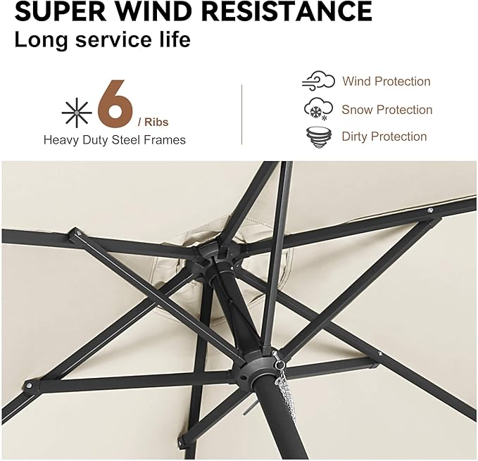 7.5FT Outdoor Patio Umbrella - Table Umbrella Waterproof UV Protection, Sombrillas de Patio with Push Button Tilt, Sun Umbrella for Pool, Porch, Garden, Deck, Backyard (Ivory)