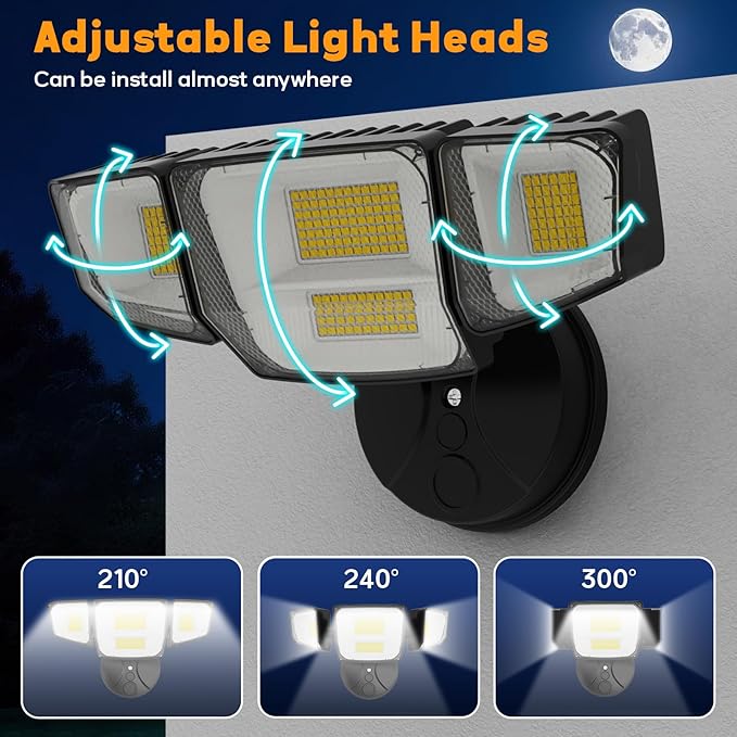 Abovizo 90W 10000LM Flood Lights Outdoor, LED Security Lights with 4 Heads, Switch Controlled, 6500k Daylight, IP65 Waterproof Exterior Floodlight for Outside, Garage, Yard, Porch, Eave