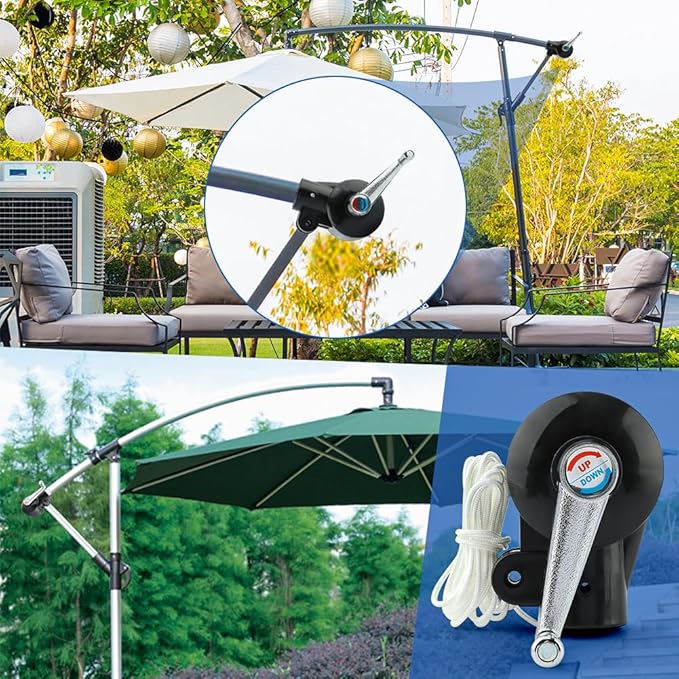 Patio Umbrella Accessories, Heavy Duty Outdoor Umbrella Parts Replacement Adjustable Umbrellas Hand Crank for Picnic Beach Patio Courtyard Balcony