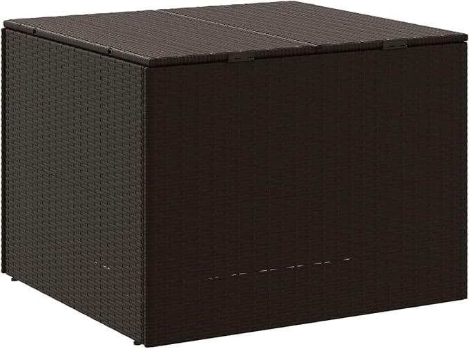 Benjara Outdoor Garden Storage Box- Removable Bag- Brown Poly Rattan Woven