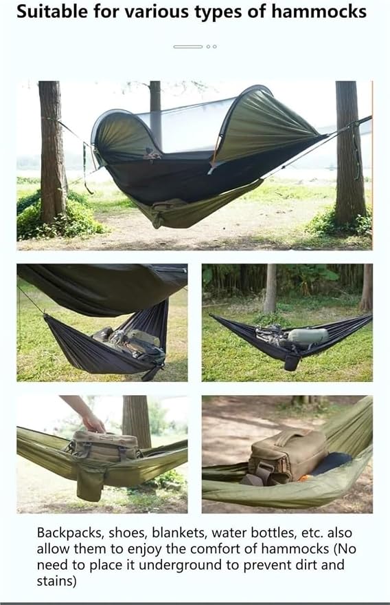Camping Hammock， Portable Camping Travel Gear Hammock 30kg Load Capacity(Dark Green)