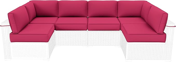Outdoor Furniture Replacement Cushions, 5" Foam Foam High-Density, Fits 6-seat Sectional Rattan Conversation Set, 14 Piece Patio Water-Resistant Replacement Sofa Cushions, Liner&Cover