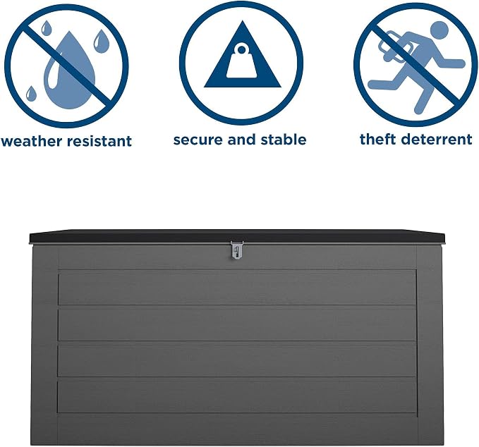 Cosco Outdoor Living 88180BGY1E Cosco Outdoor Patio Storage, Extra Large, 180 Gallons, Charcoal Deck Box, Black/Gray