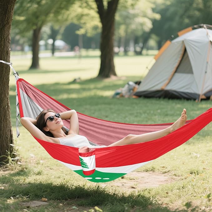 National Flag of Lebanon Hammocks with Portabl Carry Bag Backyard Hammock for Indoor Outdoor Patio