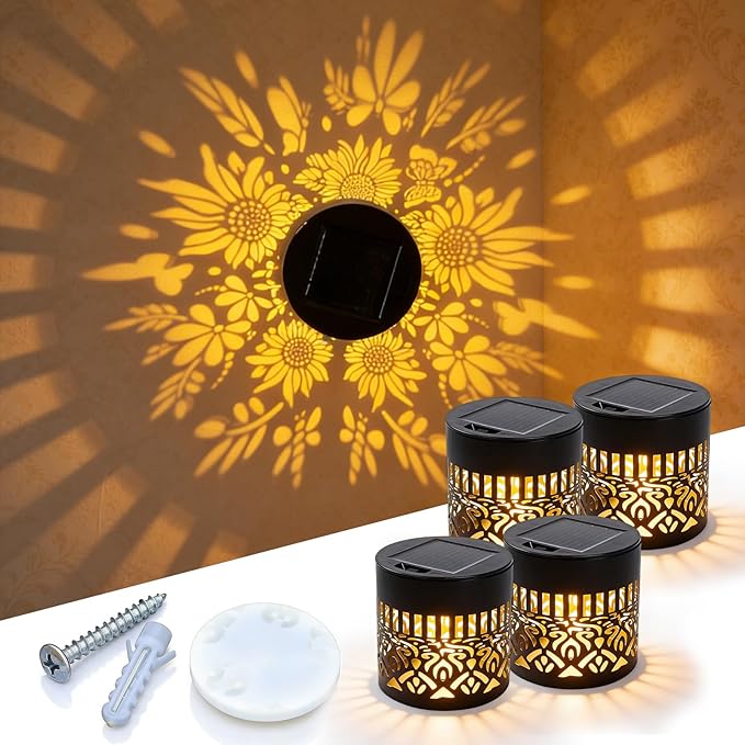 Decorative Solar Mandala Lights, 2026 New Mandala Solar Lights Outdoor, Mandala Theme Waterproof Fence Light, Shadow Projection Landscape Lighting for Backyard,Patio,Walkway,Lawn,Porch Decor (#C,4)