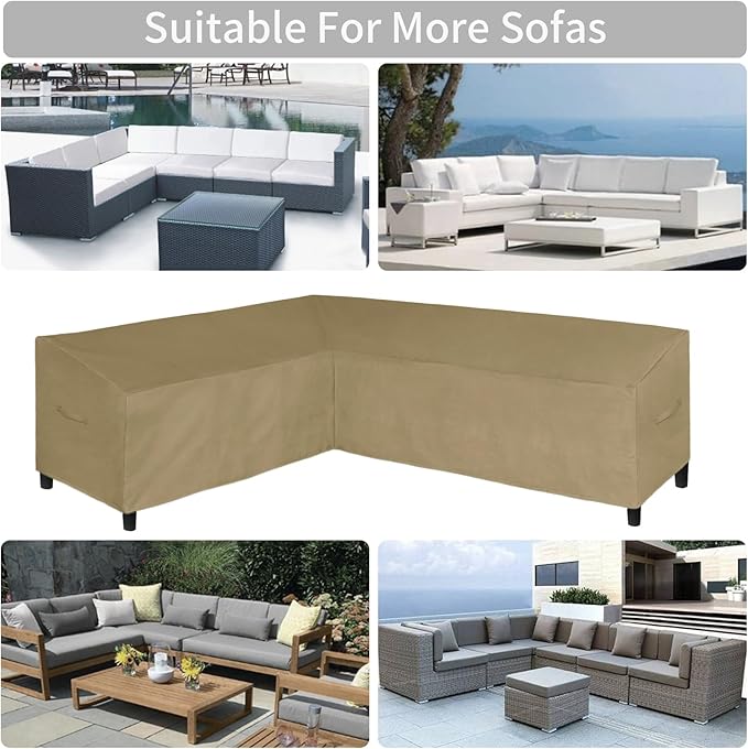 Easy-Going Patio L-Shaped Sectional Sofa Cover, 83“X104 Waterproof Outdoor Sectional Cover, Heavy Duty Garden Furniture Cover with Air Vent (Left Facing, Camel)