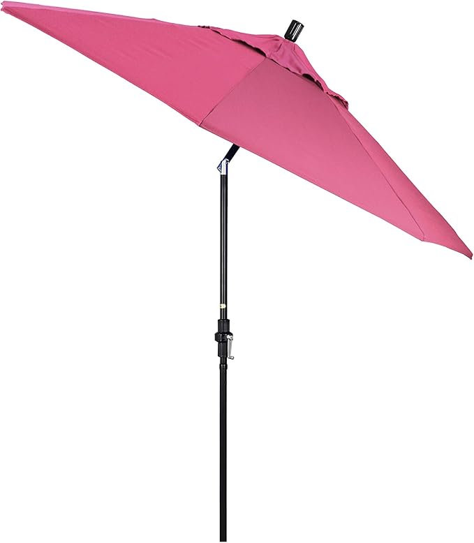 California Umbrella 9' Round Crank Lift, Collar Tilt, Aluminum Pole, Fiberglass Rib Patio Umbrella,