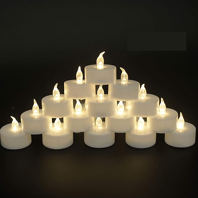 400Pack Battery Tea Lights Candles - LED Tea Lights Realistic Bright Flickering Holiday Gift Operated Flameless LED Tea Light for Festival& Celebration Warm White Battery Powered(sets of 50*8)