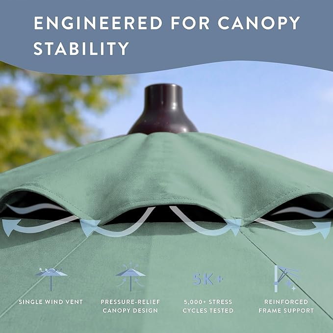 California Umbrella 10-Year Protection 7.5 Ft Outdoor Patio Umbrella, Pacifica Fade-Resistant Fabric, Auto-Tilt, Heavy Duty Aluminum Frame, 8 Reinforced Ribs for Pool or Deck, Bronze Pole, Spa