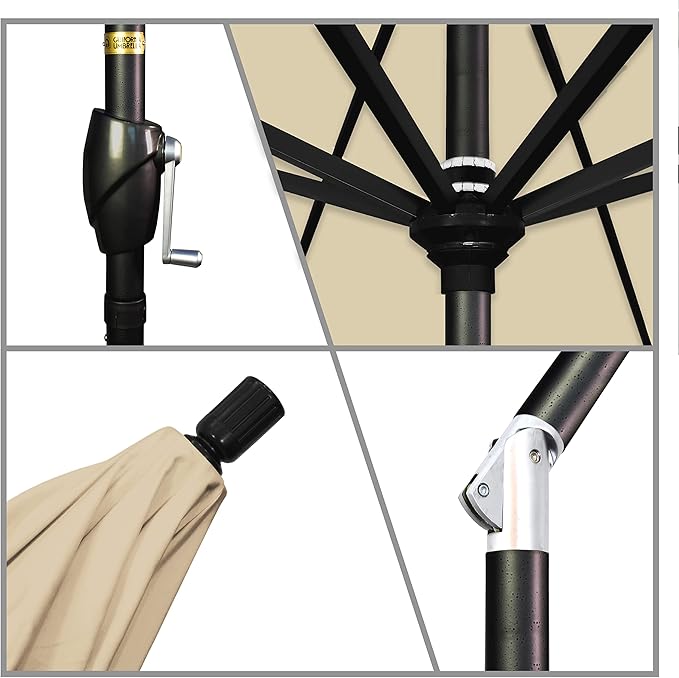 California Umbrella 7.5' Round Aluminum Market Umbrella, Crank Lift