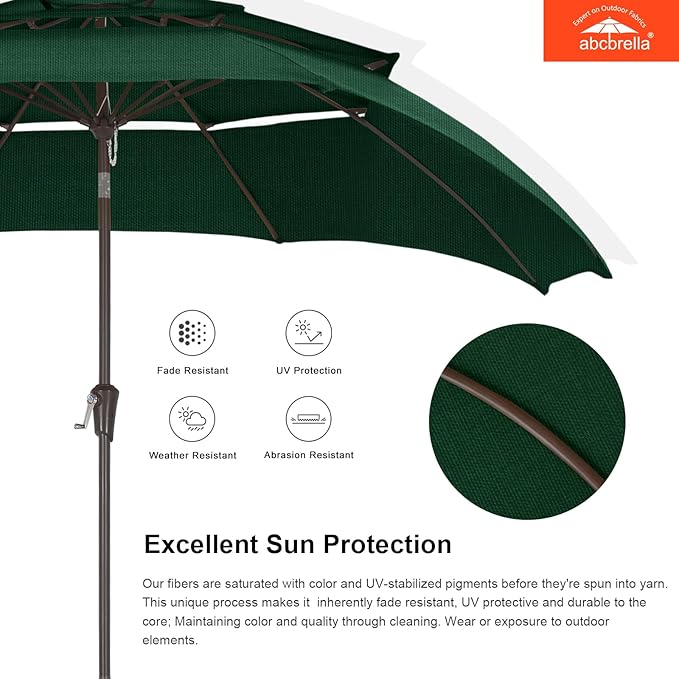 ABCCANOPY 5-Year 10-Year No Fading 9FT 3 Tiers Patio Umbrella, Outdoor Table Umbrella with 8 Sturdy Ribs for Deck, Backyard, Garden, Yard