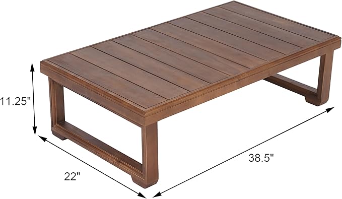 Christopher Knight Home Olaf 4 Pieces Outdoor Conversation Set, Acacia Wood Chat Set, Rectangular Coffee Table and Patio Loveseat with 2 Club Chairs, Patio Furniture Set with Cushion, Beige+Mocha