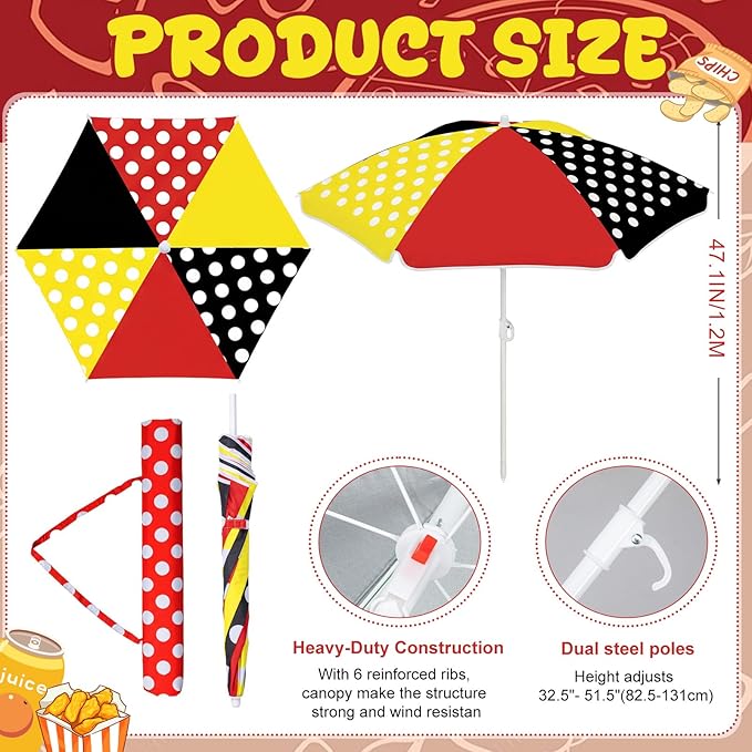 Dansydaisy Beach Umbrella for Water Table, Picnic Table Shade, 47 Inch Replacement Portable Outdoor Umbrella, UV Protection for Sand Play Camping Patio Garden, Tables Not Included