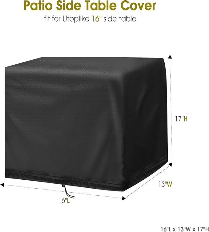 Outdoor Side Tables Cover for Utoplike Teak Outdoor Side Table for Patio, Waterproof Pool Coffee Accent Table Cover Wood End Tables Covers- 16"L x 13"W x 17"H