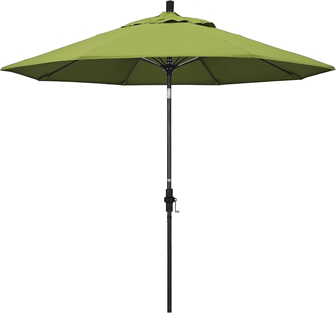 California Umbrella 9' Round Crank Lift, Collar Tilt, Aluminum Pole, Fiberglass Rib Patio Umbrella,
