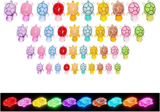 40PCS Mini Resin Turtles, Small Colorful Turtle Figurines Bulk Set | Tiny Resin Animals for Ocean Theme Party Decor, DIY Crafts, Cake Toppers (10 Vibrant Colors)