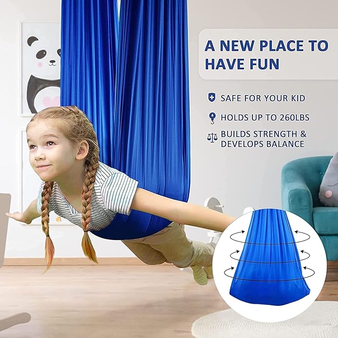 Sensory Swing for Adults Kids Indoor Therapy Swing Outdoor Calming Cuddle Snuggle Hammock Adjustable Durable Fabric Compression Swing for Autism ADHD Aspergers