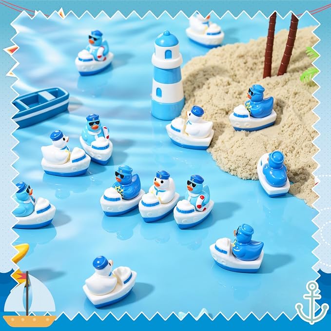 30 Pcs Sailor Cruise Ducks, Mini Sailor Cruise Resin Ducks Bulk, Fun Printed Toy Figures for Birthday Party Favors, Themed Decor, Kids Gift Collection (Cruise Duck)