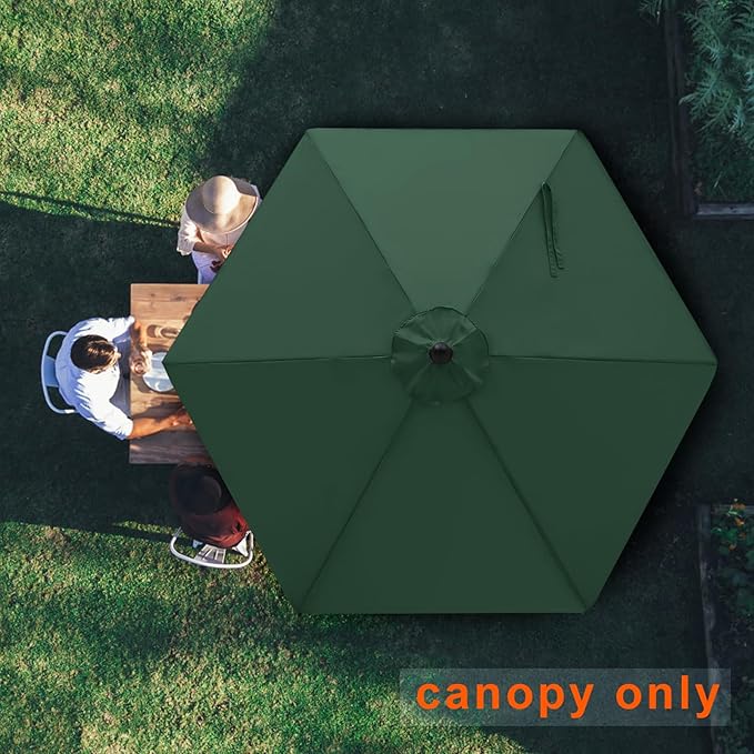 MASTERCANOPY Patio Umbrella 7.5 ft Replacement Canopy for 6 Ribs-Forset Green Canopy Only