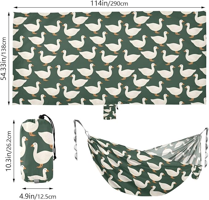 Camping Hammock Outdoor Hammocks for Outside White Duck Green Beach Trees Portable Lightweight with Pockets Tree Straps Indoor