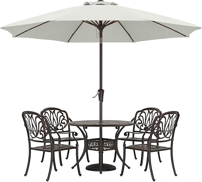 ABCCANOPY 10FT Patio Umbrella, Outdoor Waterproof Table Umbrella with Push Button Tilt and Crank, 8 Ribs UV Protection Pool Umbrella for Garden, Lawn, Deck & Backyard (Light Beige)