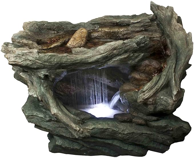 Northlight LED Lighted Woodland Grotto with Stones Spring Outdoor Garden Water Fountain, 31", Gray
