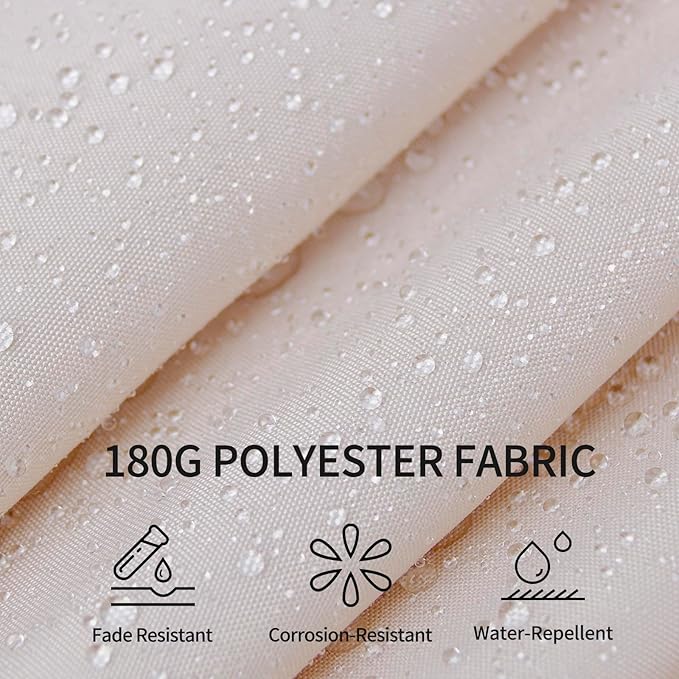 9FT Outdoor Patio Umbrella with Fringe Tassel, Table Umbrella with Aluminum Pole & 8 Fiberglass Ribs, 180G Waterproof Polyester Fabric, Ideal for Patio, Backyard, Deck, Off White