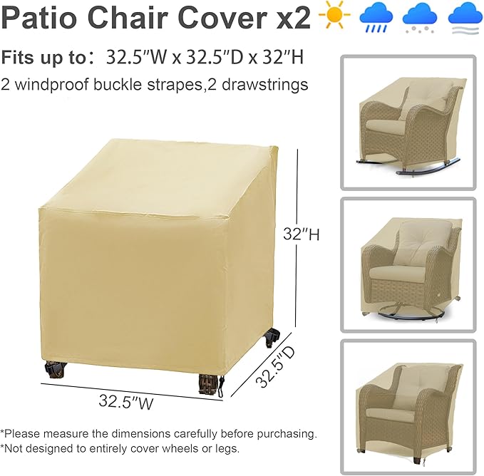 Patio Furniture Covers,Outdoor Furniture Cover Waterproof,Patio Furniture Set Covers for 4 Piece Outdoor Conversation Set,Patio Covers Set-XX-Large (Beige)