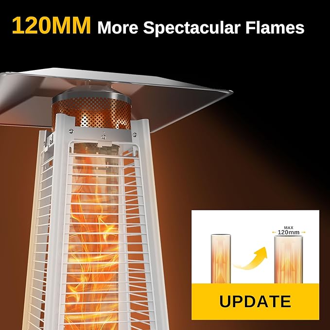 EAST OAK Pyramid Patio Heater, 48,000 BTU Outdoor Patio Heater, Quartz Glass Tube Propane Heater, Triple Protection System, Outdoor Heater with Wheels, Green, Outdoor Heater with Cover