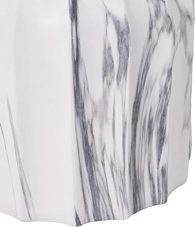 Christopher Knight Home 18.9 Inch Modern Outdoor Faux Concrete Side Table, Sculptural Fluted Hourglass Accent Table for Patio Garden Balcony Poolside