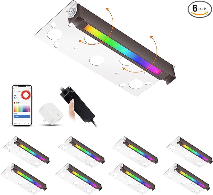CLOUDY BAY [8 Pack] Low Voltage 7 Inch Smart Hardscape Lighting,3.5W LED Paver Light,2700-6500K,1.5W RGB Color Changing,Compatible with Alexa & Google Assistant,Hub Included,Transformer Excluded