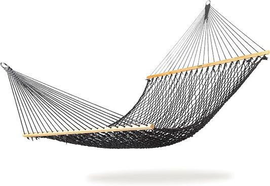 Bliss Hammocks BH-410BK Classic Rope Hammock with Spreader Bar, Black, 80"L x 60"W