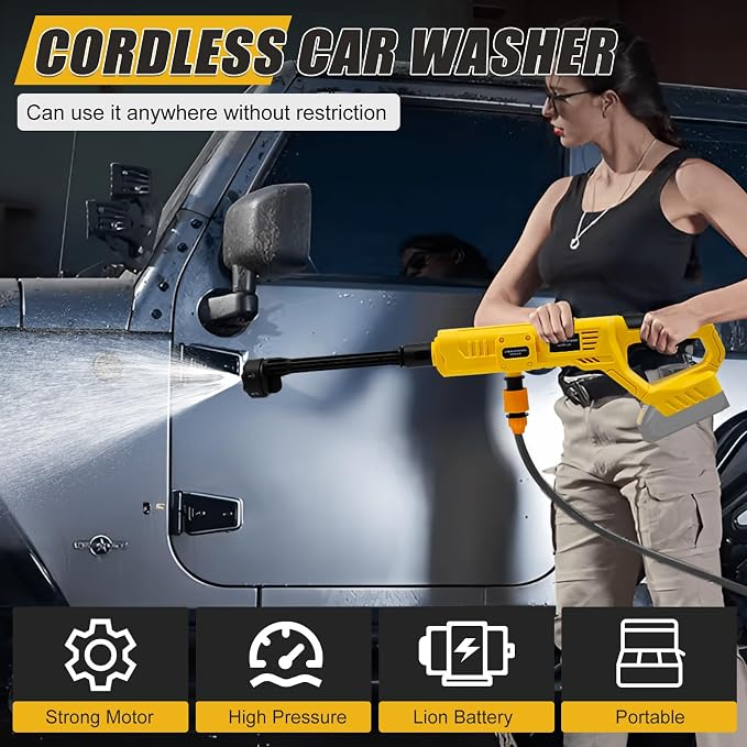 Cordless Cleaning Tool for Dewalt 20V Battery, 21000RPM Cleaning Tool with 6-in-1 Nozzle & Foam Cannon, for Car, Floor, Wall Clean【Battery Not Included】