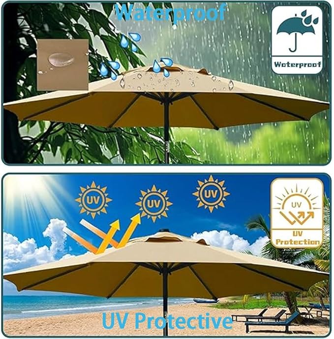 7ft/9ft/10ft Parasol Umbrella Canopy Replacement, Patio Umbrella Replacement Cover, 8 Ribs/6 Ribs Parasol Top Replacement Cloth(Sapphire Blue,200cm/7ft-6ribs)