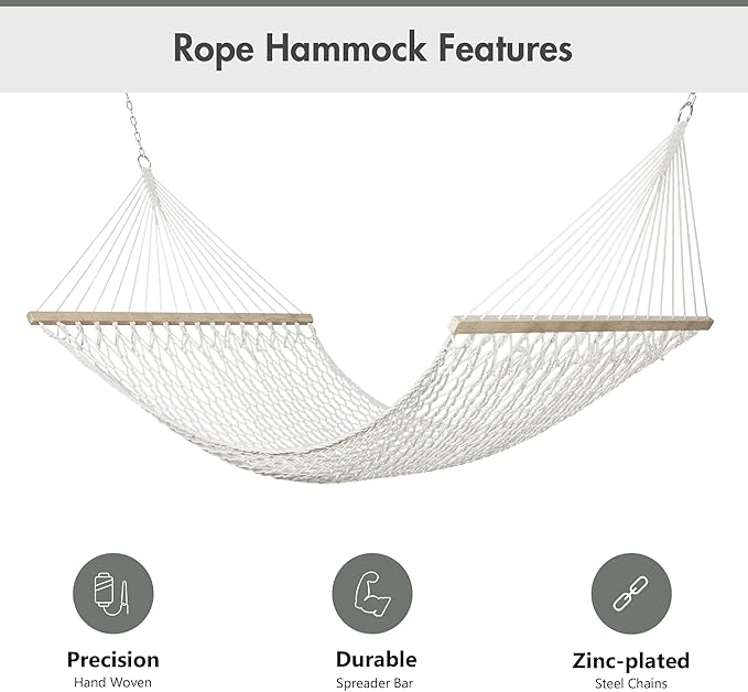 ANOW 13.5FT Curved Wood Stand with Portable Rope Hammock, Heavy Duty Larch Wood Arc Stand with 2 Chains, 4 Balance Ropes and 4 Carabiners, Includes Gray Hammock with Spreader Bars