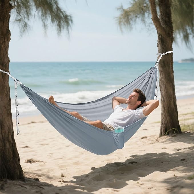 Slate Gray Solid Color Pure Plain 330lb Capacity Outdoor Hammocks Tree Hammock for Outside Camping Essentials hamaca con Base para adultos