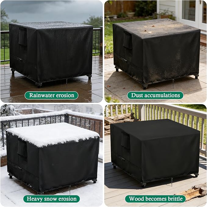 Outdoor Table Cover Square 32 inch Patio Table Cover Waterproof Patio Furniture Covers Rectangular for Outside Small Table and Chair Sets, Fire Pit, Coffee Table, Ottoman-32"L x 32"W x 28"H