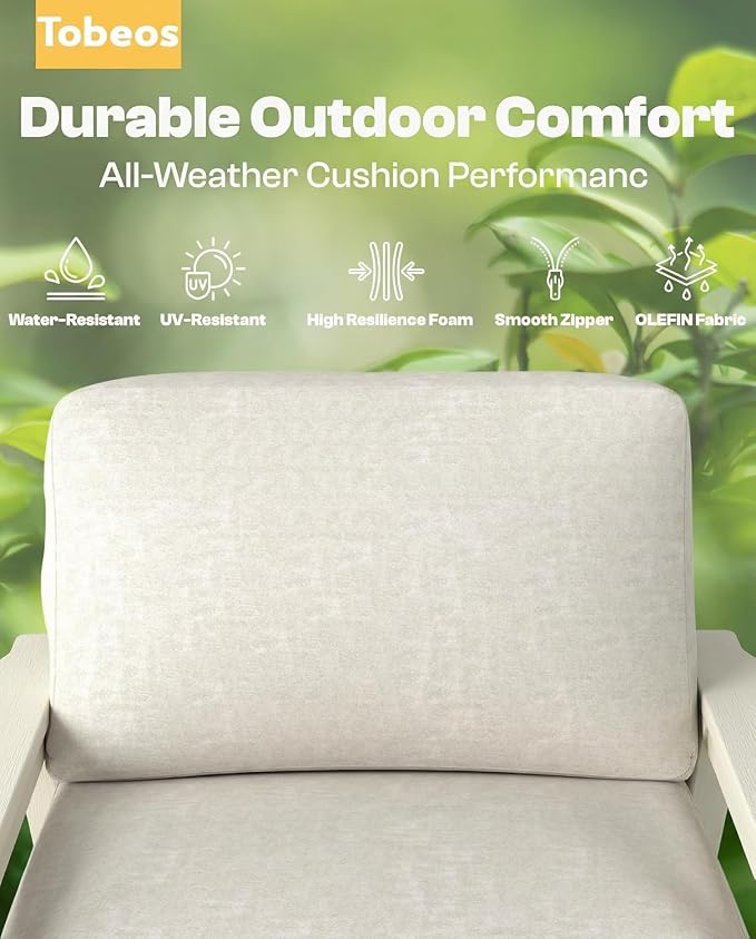 HDPE Patio Furniture Set 10 Seats, Outdoor Couch with Washable Thick Beige Cushions & Coffee Table & Side Table, Outdoor Sectional Furniture for Backyard, Deck, Lawn, Porch (White Frame)