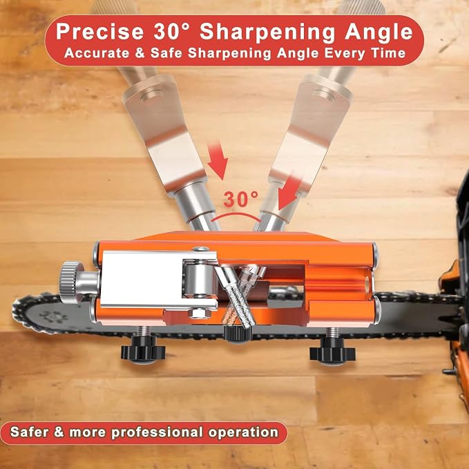 Chainsaw Sharpener Jig with Carry Bag and Gloves, Universal Chainsaw Sharpening Kit, Chain Saw Sharpener Tool with 5 Sharpening Stone Portable Chainsaw Accessories for 4"- 22" Saw Chain