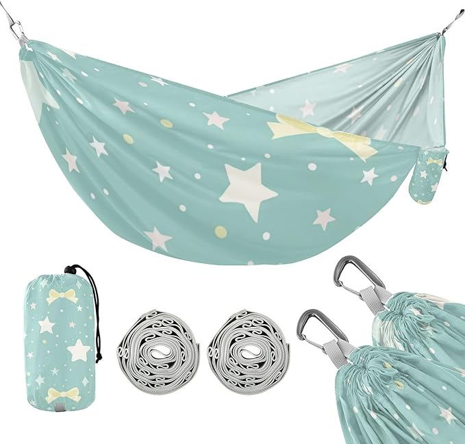 Mint Green Star Bow 330lb Capacity Outdoor Hammocks with Tree Straps Backyard Hammock for Indoor Outdoor Patio hamaca inflable para Piscina